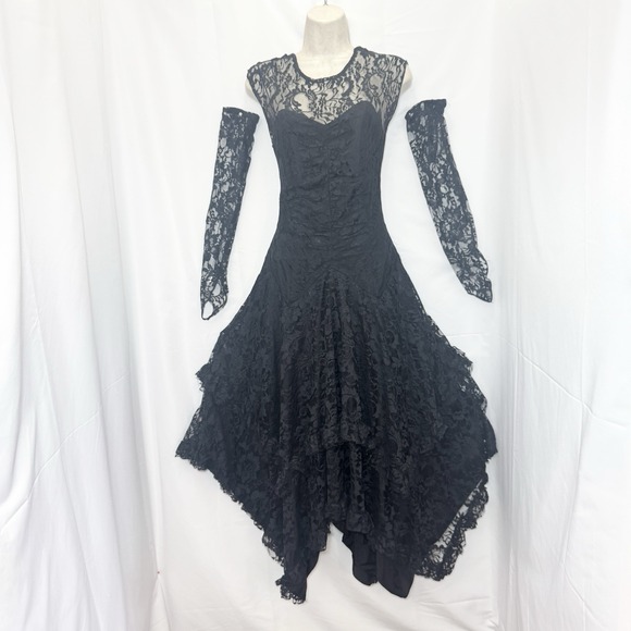 Frederick's of Hollywood Dresses & Skirts - Vtg Fredericks Hollywood Black Lace Formal Dress 7/8 Gothic Victorian Ren Prom